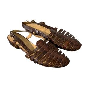 Vintage RALPH LAUREN Flats/Strap Sandals Crocodile Leather Women's 7 Italy